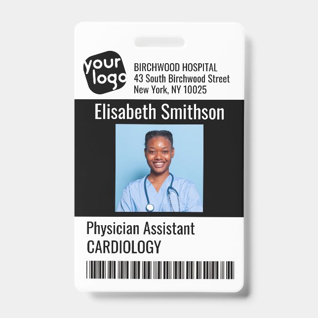    Modern Personalised Physician Assistant ID Card Badge (Front)