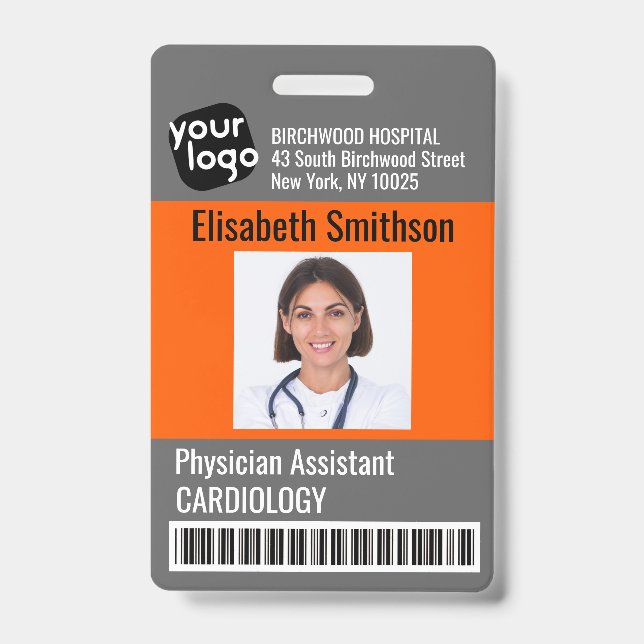    Modern Personalised Physician Assistant ID Card Badge (Front)
