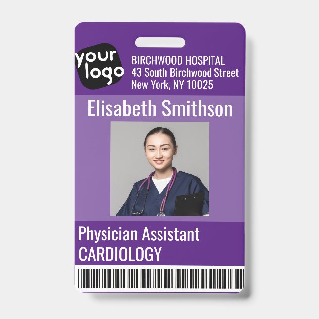    Modern Personalised Physician Assistant ID Card Badge (Front)