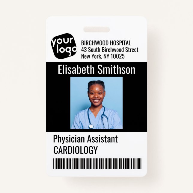    Modern Personalised Physician Assistant ID Card ID Badge (Front)