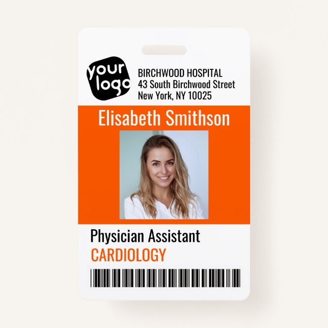    Modern Personalised Physician Assistant ID Card ID Badge (Front)