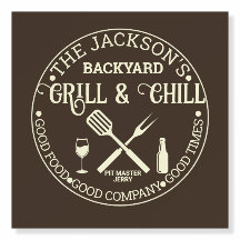 Modern Personalised Pitmaster Name Circle Logo