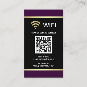 Modern Personalised QR Code Wifi Network Password Business Card