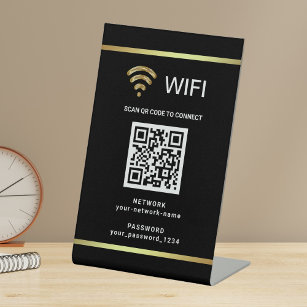 Modern Personalised QR Code Wifi Network Password Pedestal Sign