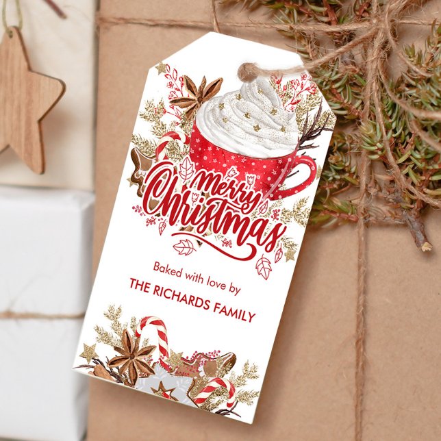 Modern Personalised Red Christmas Cookie Gift Tag (Creator Uploaded)