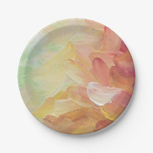 Modern Personalised Red Golden Teal Oil Paint Paper Plate