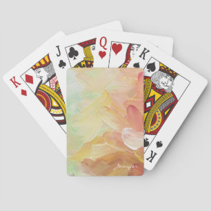 Modern Personalised Red Golden Teal Oil Paint Playing Cards