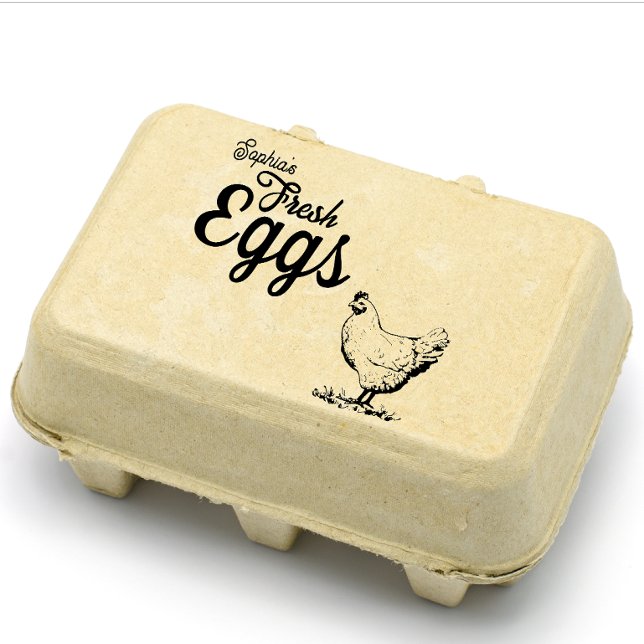 Modern Personalised Rustic Farm Name Egg Lovers Rubber Stamp (personalized rustic farm name for egg lovers)