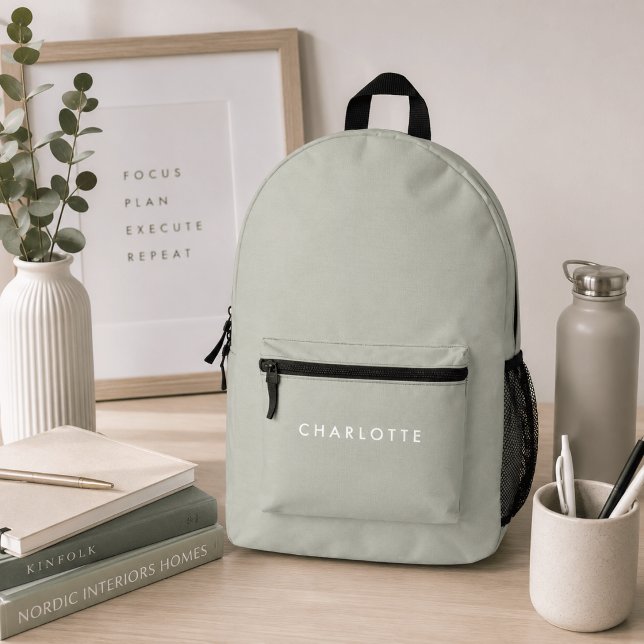 Modern Personalised Sage Green Name Backpack (Creator Uploaded)