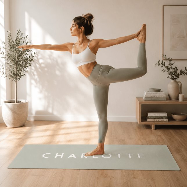 Modern Personalised Sage Green Name Yoga Mat (Creator Uploaded)