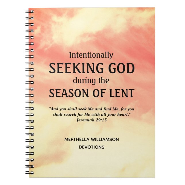 Modern Personalised SEEKING GOD Easter Lenten Notebook (Front)
