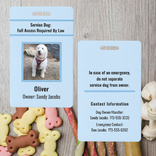 Modern Personalised Service Dog Photo ID Blue Badge