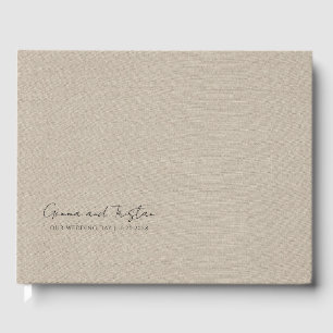 Modern Personalised Silver Grey Faux Linen Guest Book