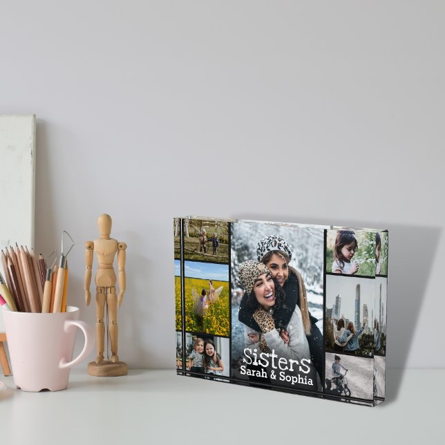 Modern Personalised Sisters 7 Photo Collage Block (Creator Uploaded)