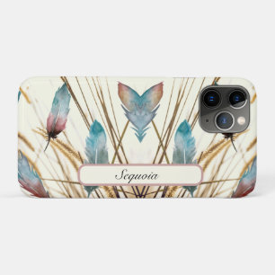 Modern Personalised Teal Rose Feather Nature Art Case-Mate iPhone Case