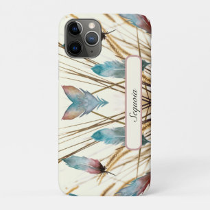 Modern Personalised Teal Rose Feather Nature Art Case-Mate iPhone Case