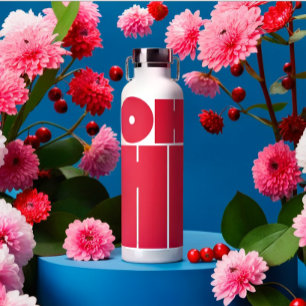Modern Personalised Text OH HI Pink Colour Water Bottle