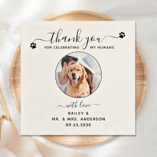 Modern Personalised Thank You Photo Pet Wedding Napkin