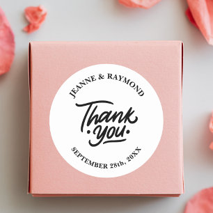 Modern Personalised Thank You Wedding Favour Classic Round Sticker