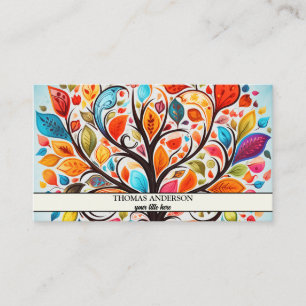 Modern Personalised Tree of Life - Colourful Leave Business Card