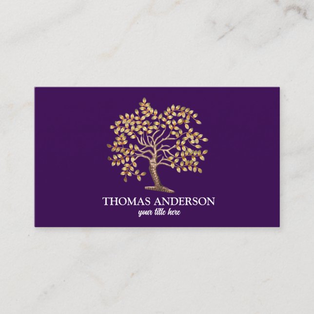 Modern Personalised Tree of Life - Colourful Leave Business Card (Front)