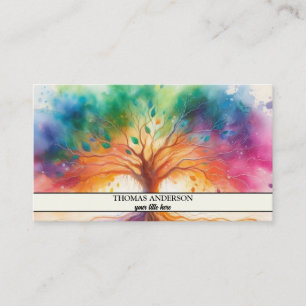 Modern Personalised Tree of Life - Colourful Leave Business Card