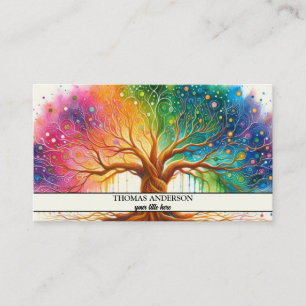 Modern Personalised Tree of Life - Colourful Leave Business Card