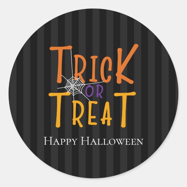  Modern Personalised Trick or Treat Monogram  Classic Round Sticker (Front)