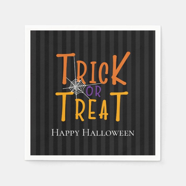 Modern Personalised Trick or Treat Monogram  Napkin (Front)