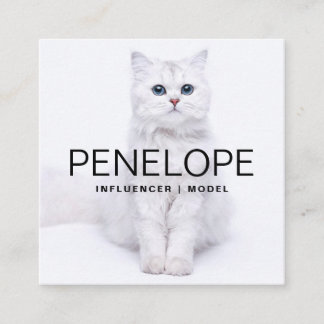 Modern Personalised Two Photo Scannable QR Code Square Business Card