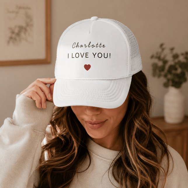 Modern Personalised Valentine Trucker Hat (Creator Uploaded)