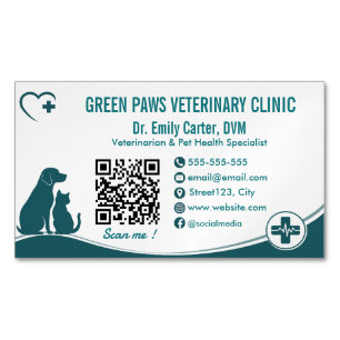 Modern Personalised Veterinary Clinic Magnetic Business Card