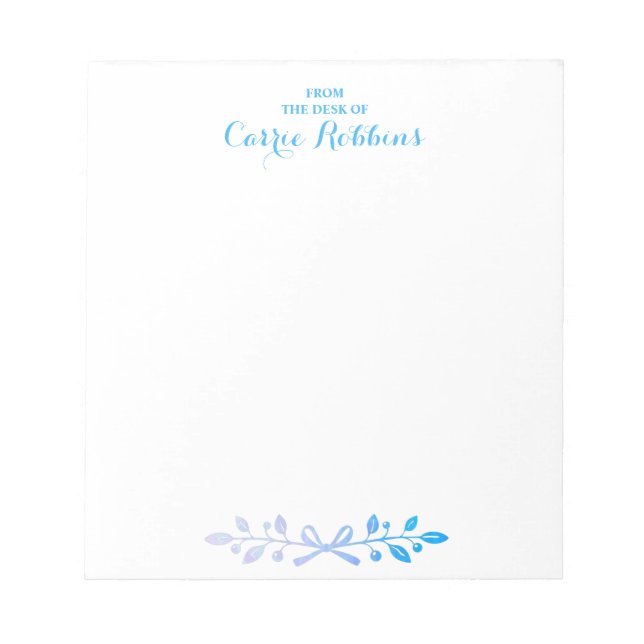 Modern Personalised Watercolor Pastel Notepad (Front)