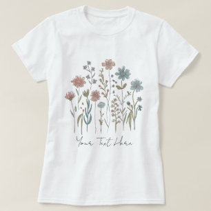 Modern Personalised Watercolor Wildflower Floral T-Shirt
