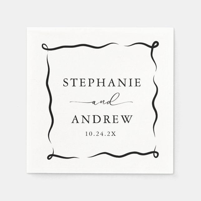  Modern Personalised Wedding Cocktail Napkins (Front)