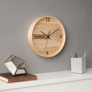 Modern Personalised Wedding Couple Name Wooden Clock