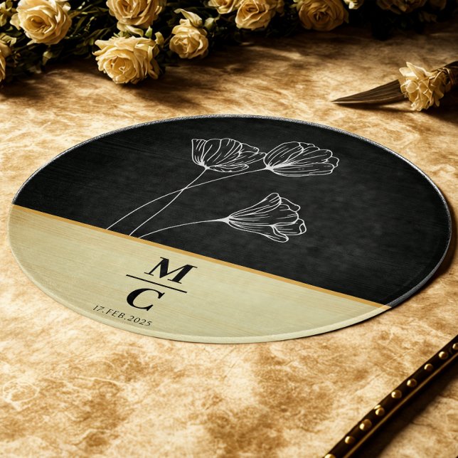 Modern Personalised Wedding Engagement Couple Name Cutting Board (Modern personalized wedding couple name and date cutting board)