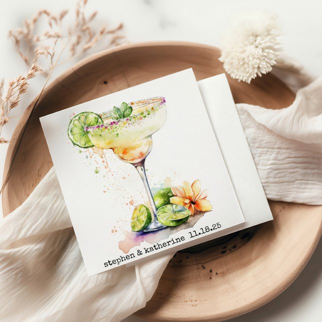 Modern Personalised Wedding Watercolor Margarita Napkin (Creator Uploaded)