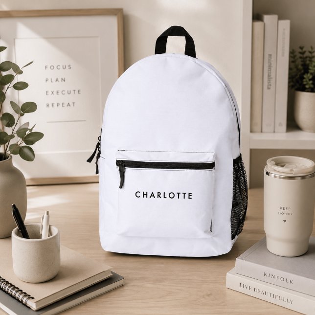 Modern Personalised White Name Backpack (Creator Uploaded)