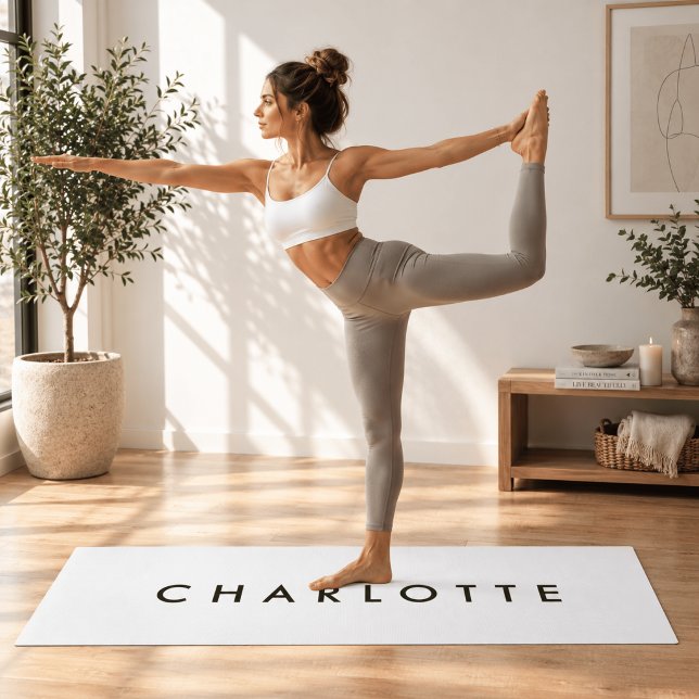 Modern Personalised White Name Yoga Mat (Creator Uploaded)
