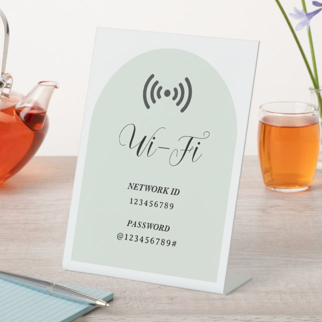 Modern Personalised WIFI Password and Network Pedestal Sign (In SItu)