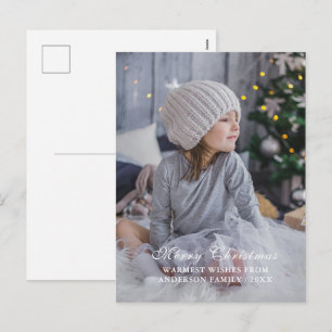 Modern Personalizable Merry Christmas Photo Holiday Postcard