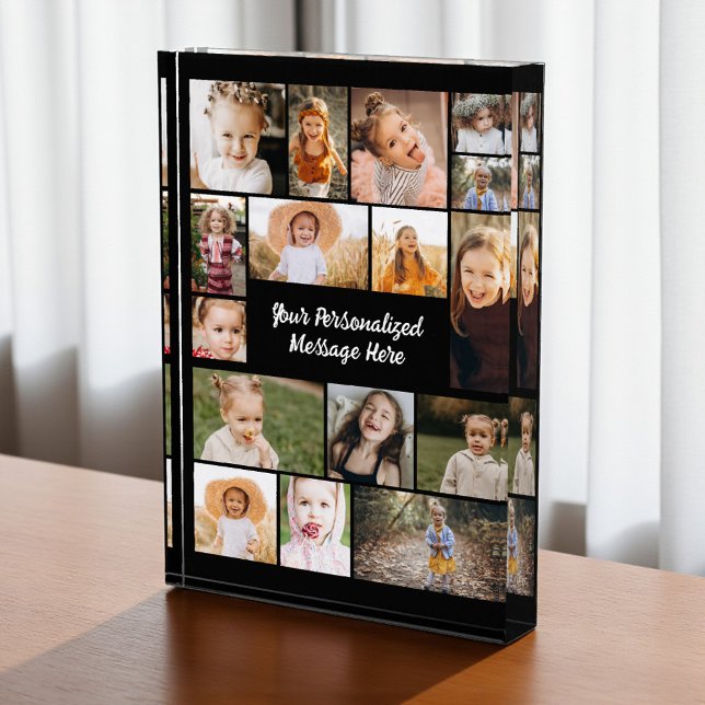 Modern Personalized 16 Photo Collage Photo Block (Creator Uploaded)