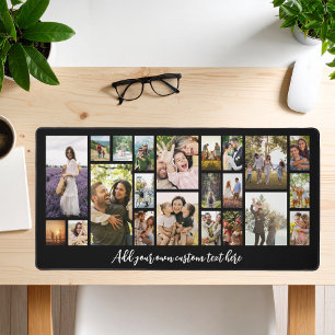 Modern Personalized 22 Photo Collage Desk Mat