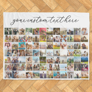 Modern Personalized 84 Photo Collage Fleece Blanket