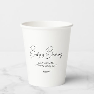 Modern Personalized Baby Shower Baby is Brewing Gi Paper Cups