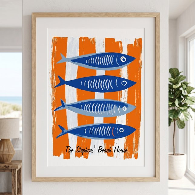 Modern Personalized Beach House Poster (Creator Uploaded)