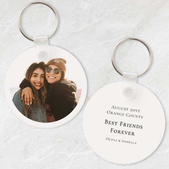 Modern Personalized Best Friends Forever Photo Key Ring (Modern Personalized Best Friends Forever Photo Keychain)