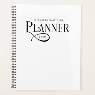 Modern Personalized Black and White Planner