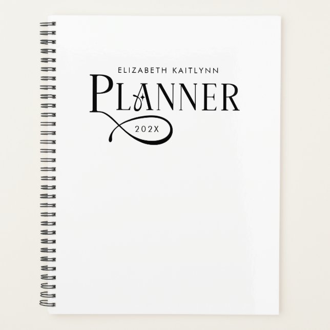 Modern Personalized Black and White  Planner (Front)